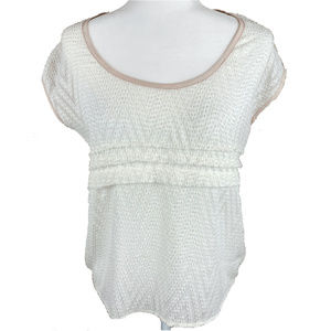 Anthropologie Maeve Sheer Cream Chevron Print Blouse - Small